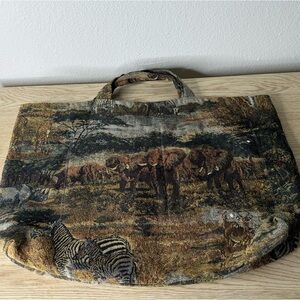 Unbranded Vintage Safari Elephant Tapestry Hand Bag Tote - Damaged‎ SEE DETAILS